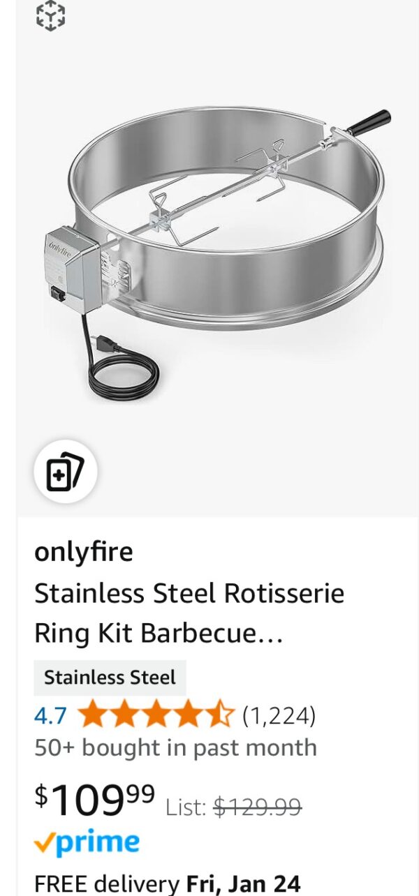 Onlyfire Stainless Steel Rotisserie Ring Kit Barbecue Accessories - Image 2