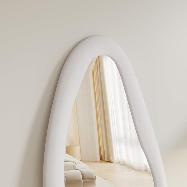Full Length Mirorr, 63"x24" Mirror Full Length, Irregular Wall Mounted Mirror, Standing Floor Mirror with Flannel, Wavy Body Mirorr Hanging or Leaning Against Wall for Bedroom (White) - Image 4