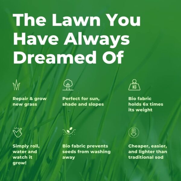 Growtrax Biodegradable Grass Seed Mat, Year Round Green - 6 pack of 50sq ft Rolls - Image 4