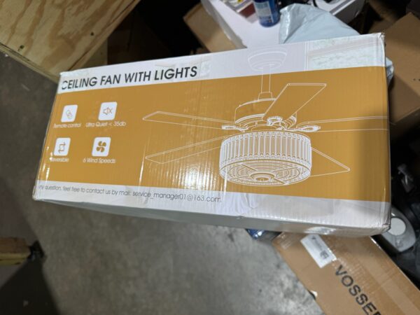 Ceiling Fans with Lights and Remote, 48 Inch Indoor Chandelier Ceiling Fan with Light