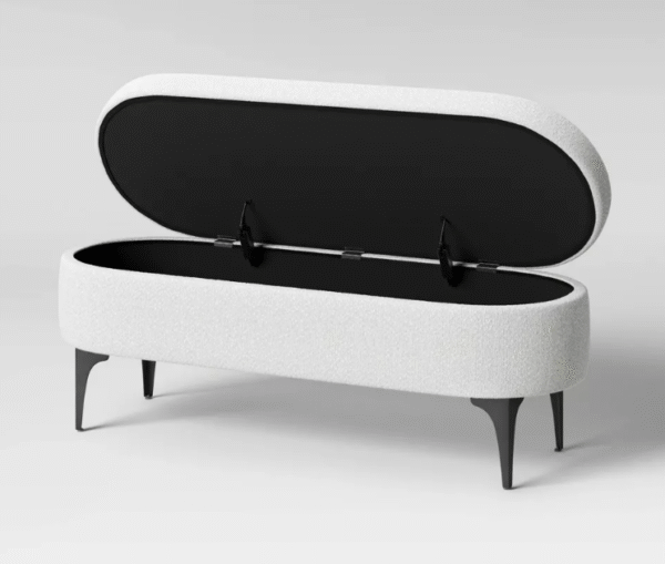 Storage Bench with Metal Legs Cream Boucle - Threshold - Image 3
