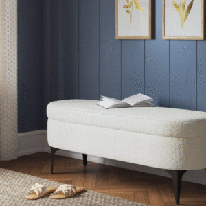 Storage Bench with Metal Legs Cream Boucle - Threshold