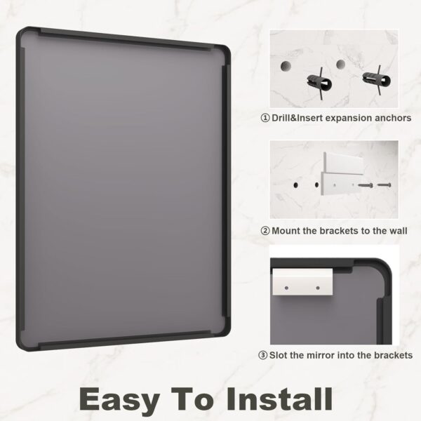 VANLIO 40x30 Inch Black Framed Bathroom Mirror - Image 5