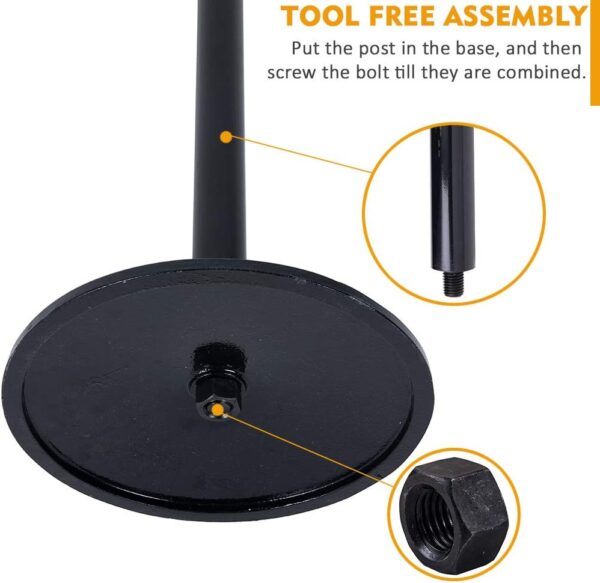 Heavy Duty Cast Iron Sign Post and Base Kit - 12" DIA Stand with 48" Post and Bolts & Nuts for Hanging Signs, Portable Sign Holder for Parking and Recreational Use - Image 3