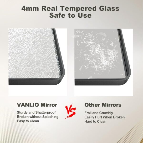 VANLIO 40x30 Inch Black Framed Bathroom Mirror - Image 3