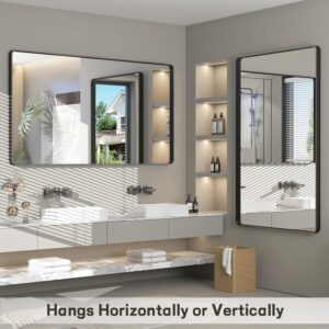 VANLIO 40x30 Inch Black Framed Bathroom Mirror