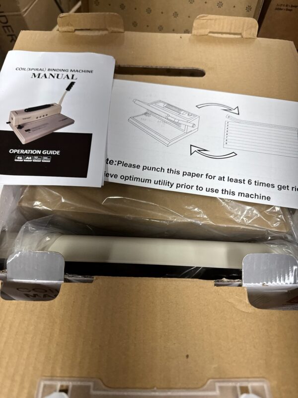 TIANSE Binding Machine, Spiral Coil Binder Machine, Electric Coil Inserter, 15 Sheets Punch Capacity, Suit for Letter Size / A4 / A5 Book Maker, with 100pcs 5/16'' Plastic Coil Binding Spines & Plier - Image 2