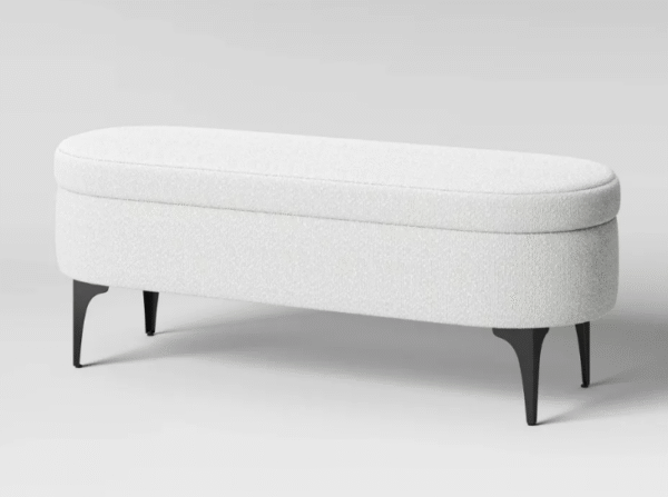 Storage Bench with Metal Legs Cream Boucle - Threshold - Image 4