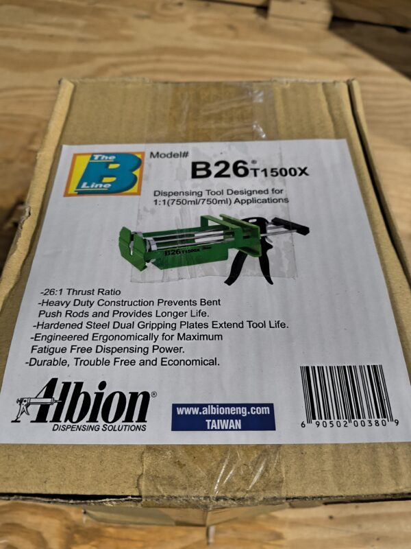 Albion B26T1500X Manual Dual Cartridge Dispensing Gun for Adhesives and Epoxies
