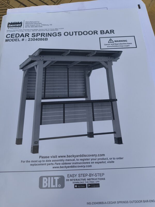Cedar Springs Outdoor Bar with Galvanized Steel Top, Cedar Privacy Wall - Image 3