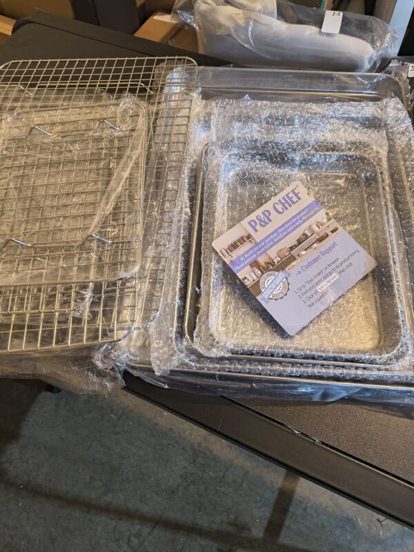 106 P&P Chef Premium Baking Pans with Racks - Commercial Grade, Non-Stick, Oven Safe, Bakeware Set