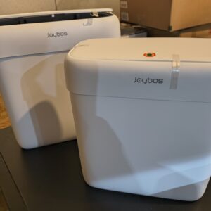 114 Joybos 2-Pack Office Trash Cans with Press Top Lid, 3.6 Gal & 2.4 Gal – White, Compact Waste Bins for Home & Office