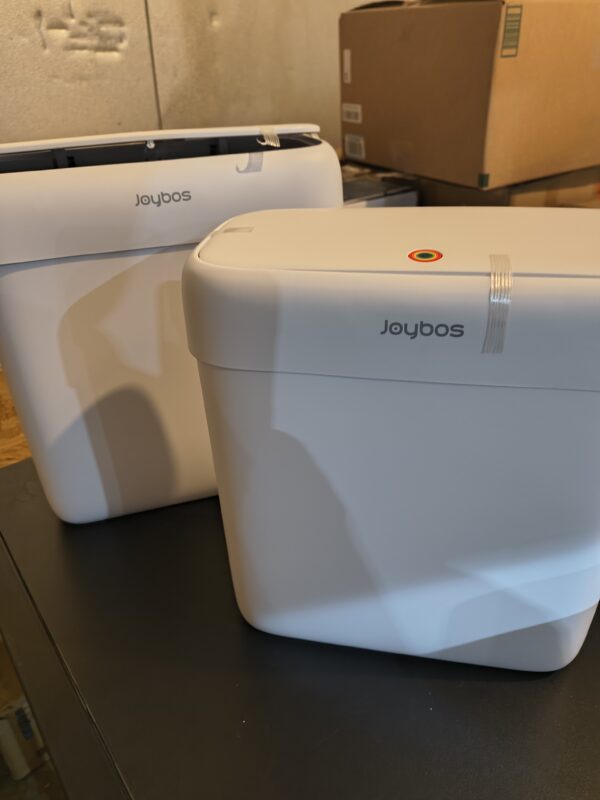 114 Joybos 2-Pack Office Trash Cans with Press Top Lid, 3.6 Gal & 2.4 Gal – White, Compact Waste Bins for Home & Office