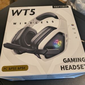 117 Tatybo WT5 Wireless Gaming Headset – 2.4GHz & Bluetooth, 7.1 Surround Sound, Noise-Canceling Mic, 30H Battery Life, Multi-Platform Compatible