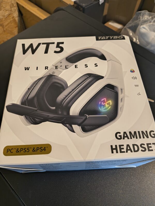 117 Tatybo WT5 Wireless Gaming Headset – 2.4GHz & Bluetooth, 7.1 Surround Sound, Noise-Canceling Mic, 30H Battery Life, Multi-Platform Compatible