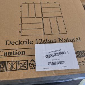 132 Victory DeckTile 12-Slat Acacia Wood Interlocking Deck Tiles – Natural Finish, Snap-Together Outdoor Flooring