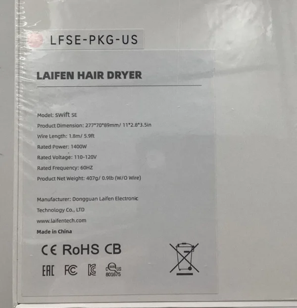 302 Laifen Swift SE High-Speed Ionic Hair Dryer – Brushless Motor, Magnetic Nozzles, Anti-Frizz Styling Tool - Image 3