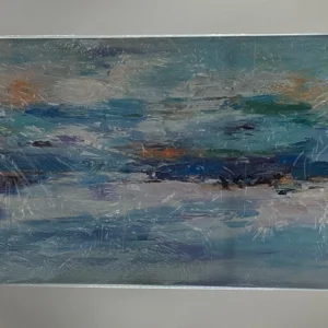 309 Abstract Canvas Wall Art - Blues Purple - 47 1/4” x 24” - Navy, True Blue, Purples, Creams, Orange