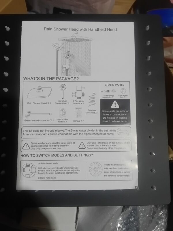 6 Brand New Rain Shower Head with Handheld Diverter - High Pressure, Easy Installation - Image 3