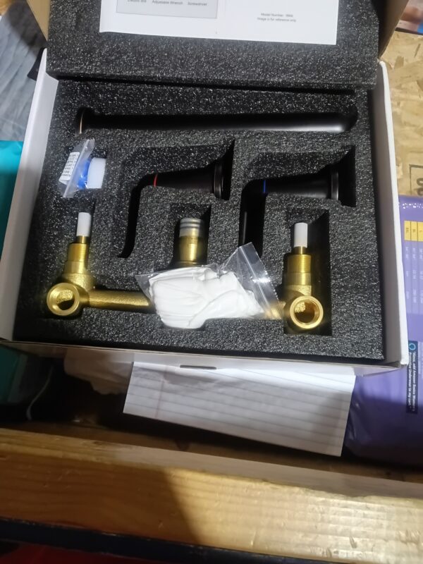 5  Brand New Black Finish SOEBIZ Wall-Mount Bathtub Faucet - Solid Brass, Dual Handles - Image 2