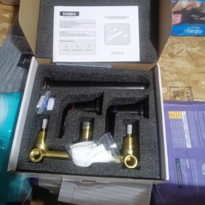 5  Brand New Black Finish SOEBIZ Wall-Mount Bathtub Faucet - Solid Brass, Dual Handles
