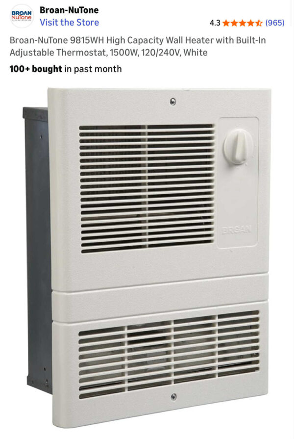 34 +Broan 9815WH Wall Heater 2-Pack, White, Recessed or Surface-Mount, 1500W, Built-In Thermostat - Image 3