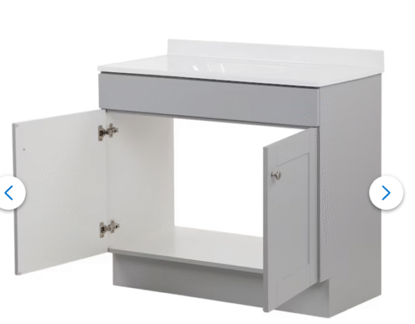 13 Project Source Dover 36-in Light Gray Single Sink Bathroom Vanity - White Cultured Marble Top - Image 2