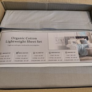 161 Twin XL Linen Closet Organic Cotton Lightweight Sheet Set - Breathable, Soft, and Hypoallergenic