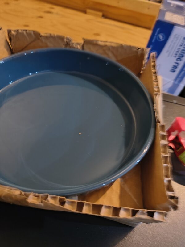178 10" Blue Ceramic Pie Pan, Round Baking Dish, Non-Stick Surface, Oven Safe - Image 2