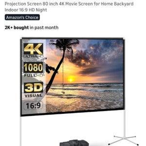 41 Outdoor 80″ Projector Screen with Stand – Portable 16:9 Tripod / Frame Screen for Movie Nights & Backyard Use