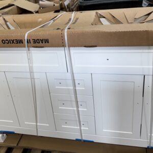60" White Double Sink Bathroom Vanity