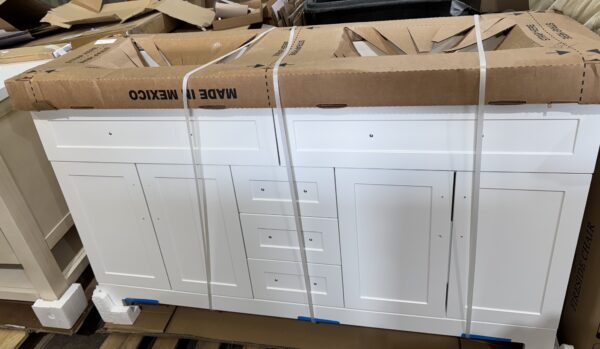 60" White Double Sink Bathroom Vanity