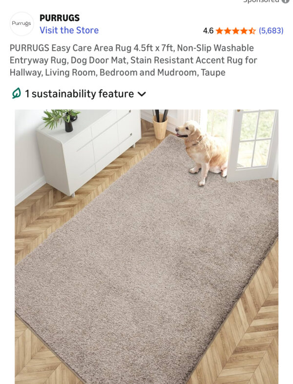 60 Purrug Taupe Rug 4.5 x 7