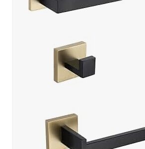 941 Black on Gold 4pc Towel Hook Set